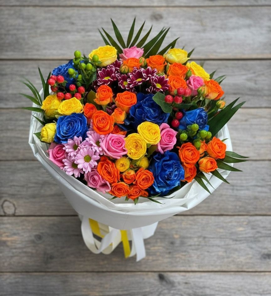 Букет цветов из: Розы и Хризантемы в Бологом