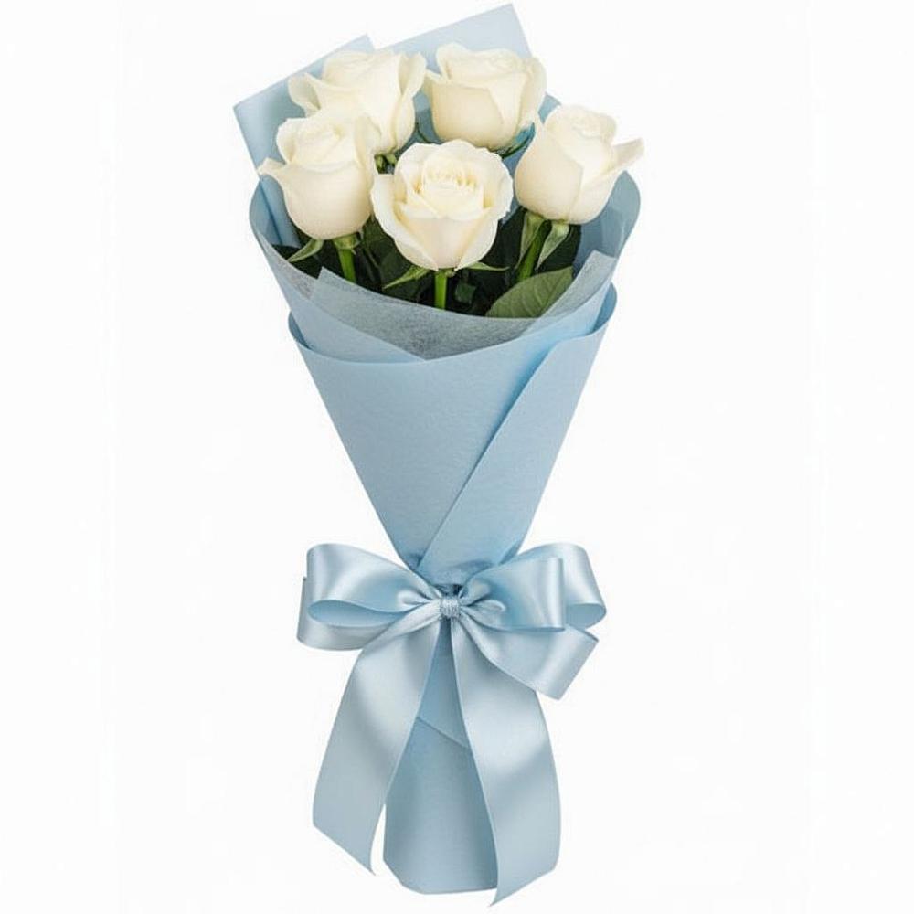 Букет 5 Белых роз Проуд в Бологом