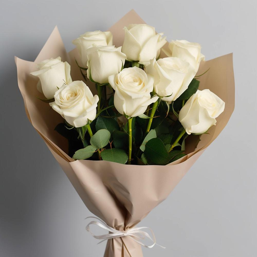 Букет 9 Белых роз Эдлесс Лав в Бологом