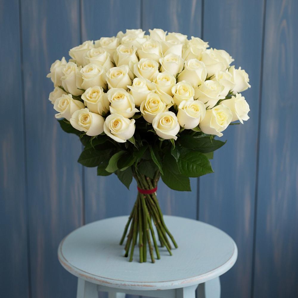 Букет 51 Белая роза Эдлесс Лав в Бологом