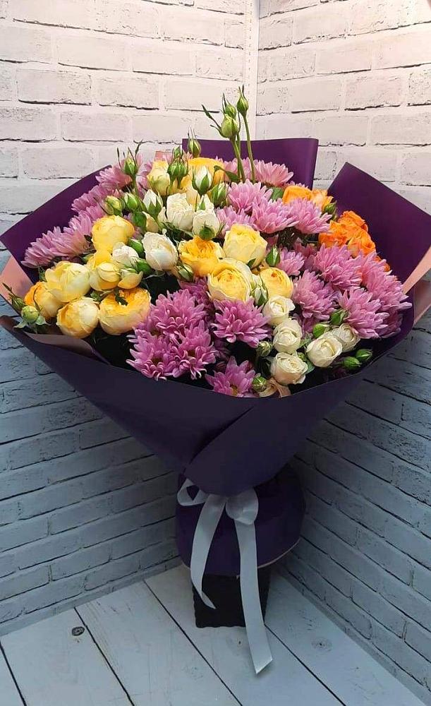 Букет цветов из: Хризантемы и Розы в Бологом