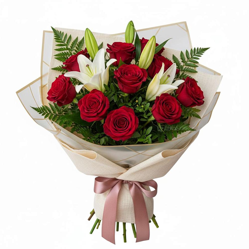 Букет цветов из: Лилии и Розы в Бологом