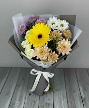 Букет цветов из:  Розы, Герберы и Хризантемы в Бологом