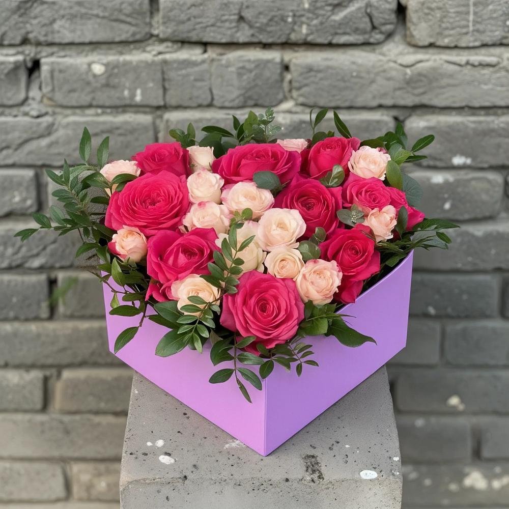 Цветочная композиция из Розы в коробке в Бологом