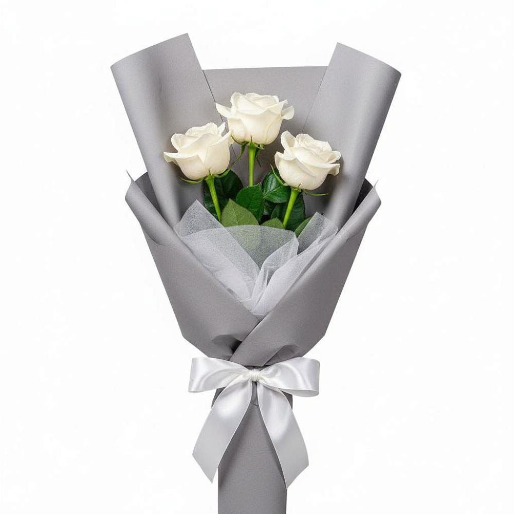 Букет 3 белые розы в Бологом