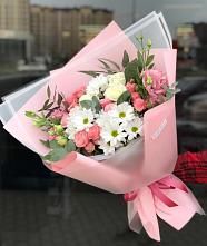 Букет цветов из:  Розы, Лизиантусы и Хризантемы в Бологом