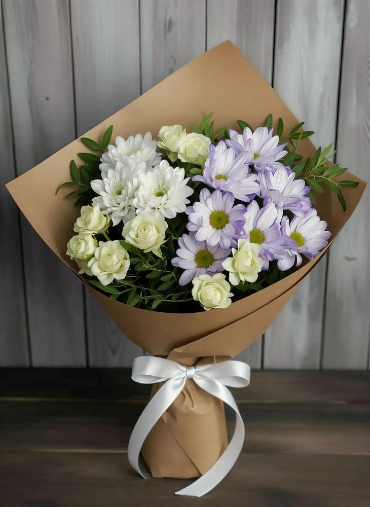 Букет цветов из: Хризантемы и Розы в Бологом